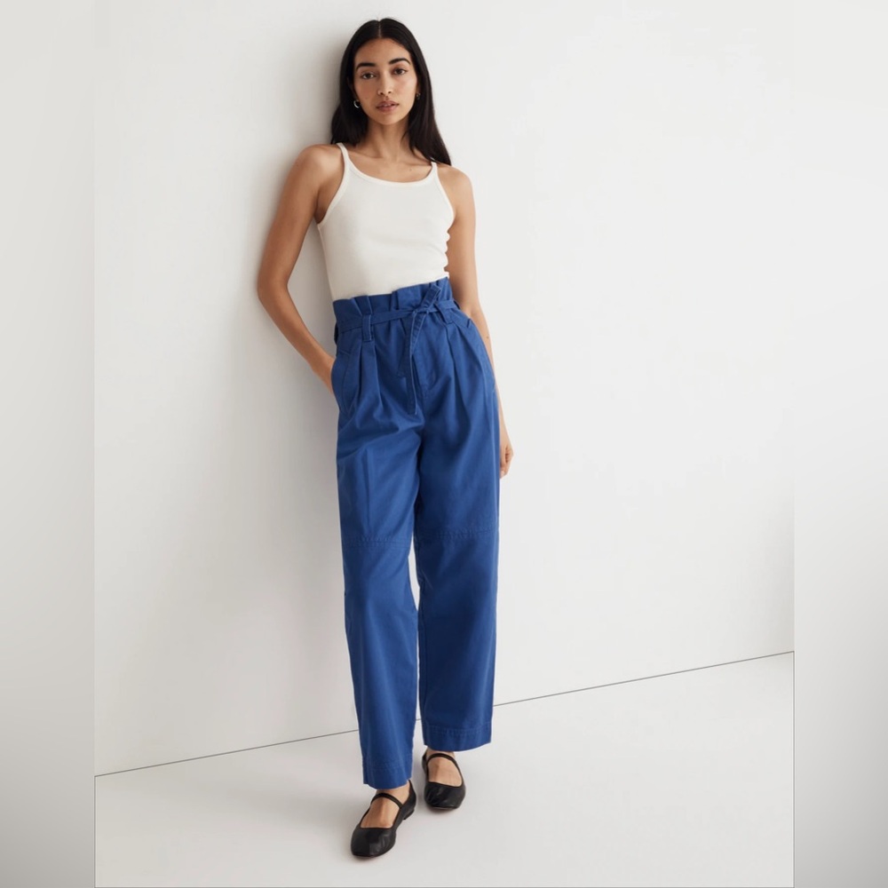 Madewell Paperbag Trench Trouser Pant Blue 4